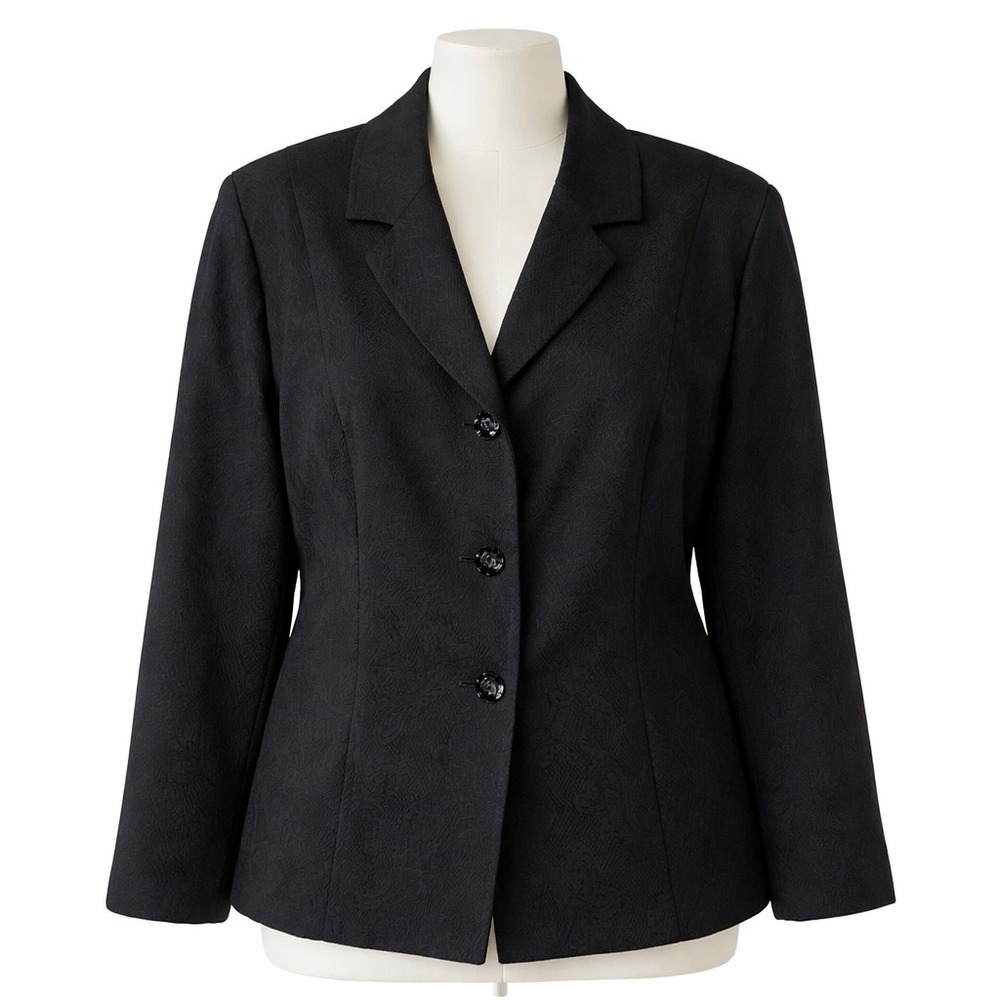 Dani Max Blazer Women 22 Black Paisley Jacquard Button Front Vintage 90s Jacket